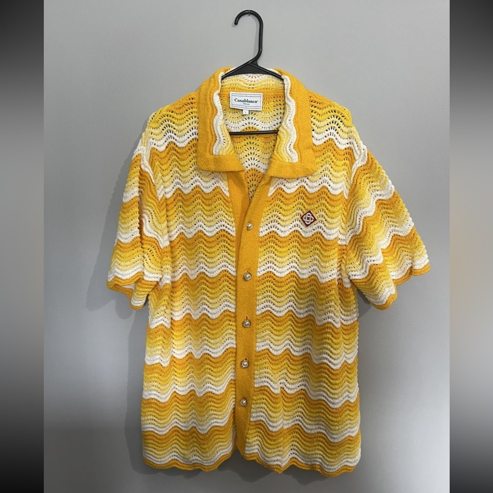 Casablanca Wavy Gradient Open Knit Shirt Size Large
